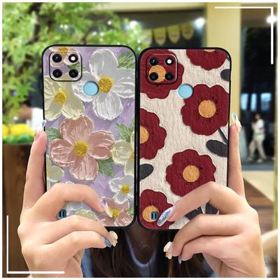 Cartoon Waterproof Phone Case For OPPO Realme C21Y/C25Y Silicone Oil Painting Full Wrap Anti-knock Phone Pouch Flower