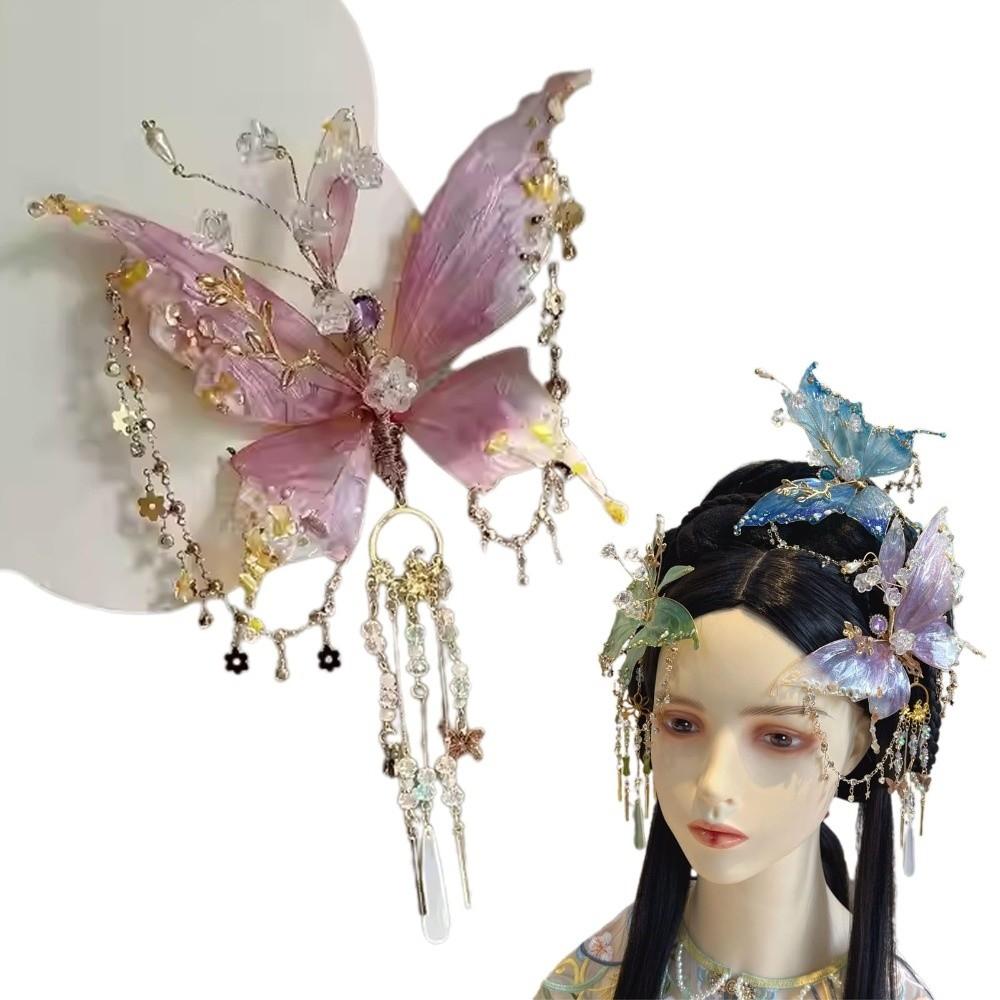 Bunter Schmetterlings-Quasten-Haarclip Süßes Meerjungfrauen-Haarschmuck Schmetterlings-Haarkralle Retro-Stil