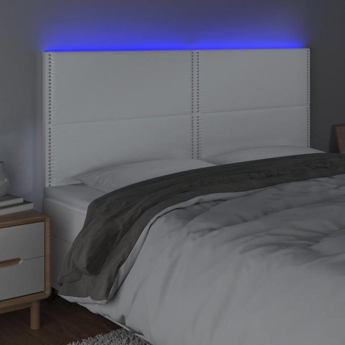 VidaXL Tête de Lit à LED Meuble de Chambre à Coucher Accessoire de Lit Double Tête de Cadre de Lit Intérieur Blanc 3122393