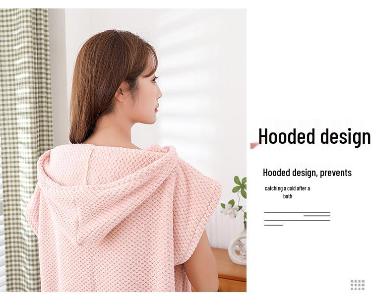 Hooded Wearable Bath Towel Skirt for Adults - Soft & Absorbent Bathrobe for Daily Use