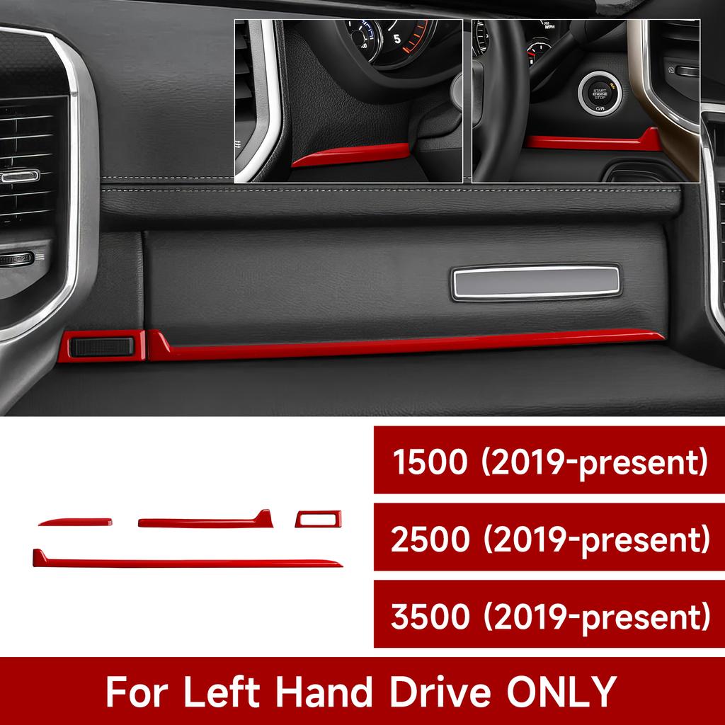 BBP1 For Dodge RAM 1500 2500 3500 2019-2026 Car Center Console Red Line Decorative Strip ABS Interior Sticker Trim Accessories