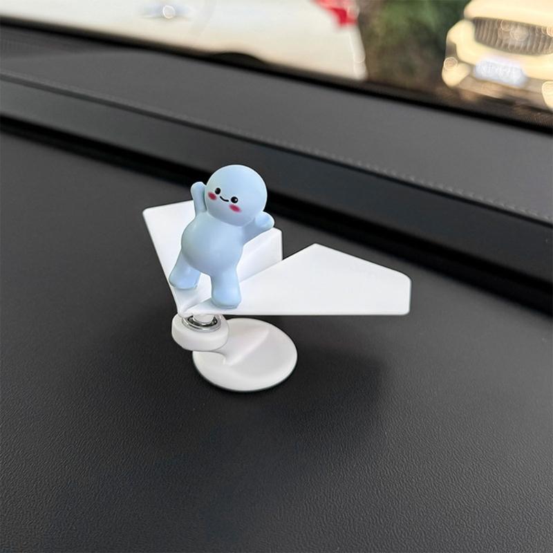 Solar Powered Rotating Airplanes Car Accessory Dashboard Decoration ABS Craft with Secure Silicone Mount for Long Travel