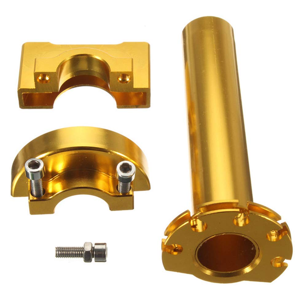HANSWD Motorcycle CNC Aluminum 22mm Throttle Grip High Performance Twist Throttle Grip Cable Scooter Bike Pedal (Gold)