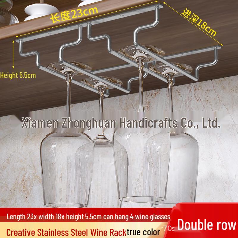 Stainless Steel Hanging Wine Glass Rack - Single Row Stemware Storage Shelf