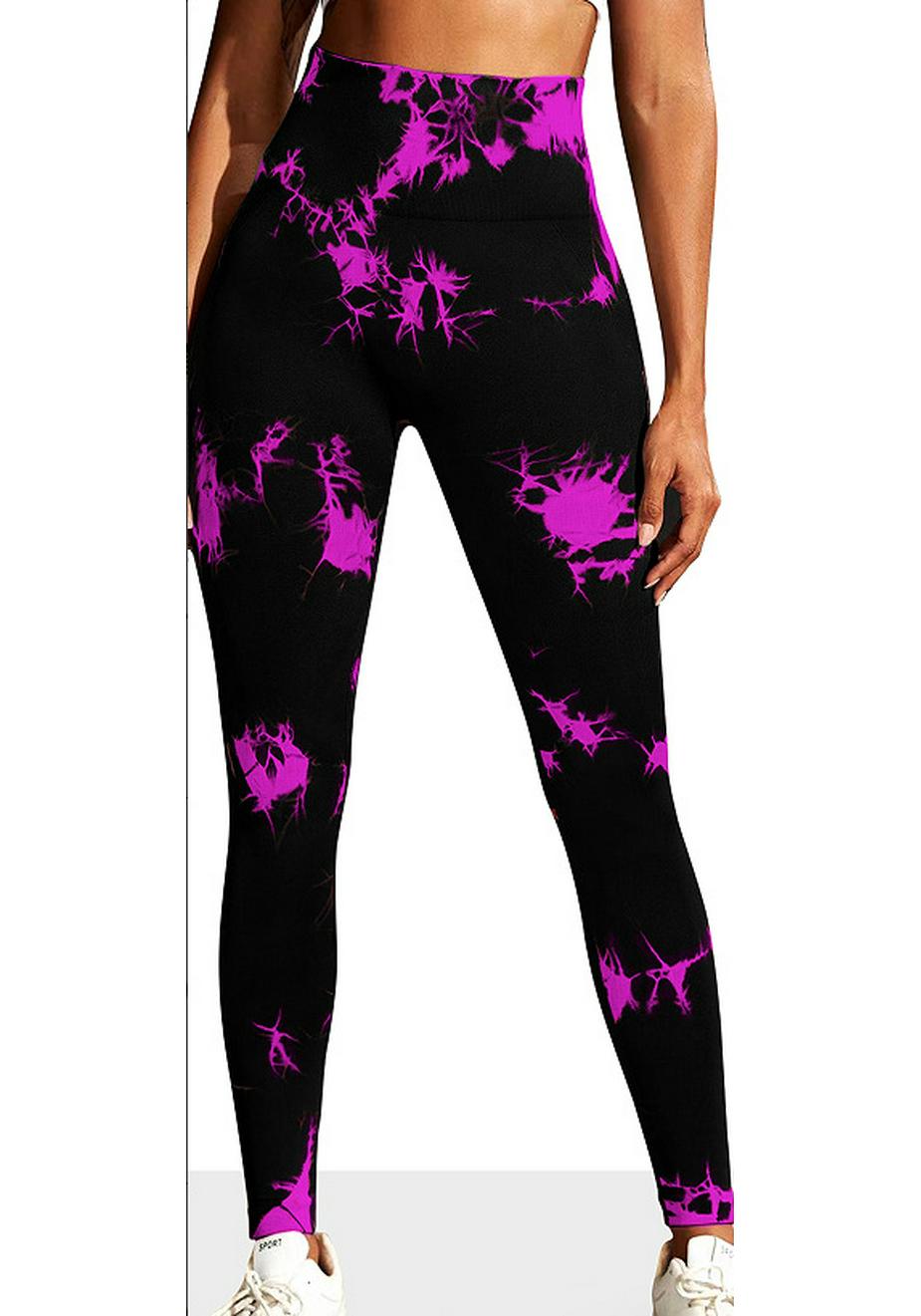 

High-Waisted Tie-Dye Butt-Lifting Compression Yoga Pants - Breathable, Cropped Fitness Leggings Large