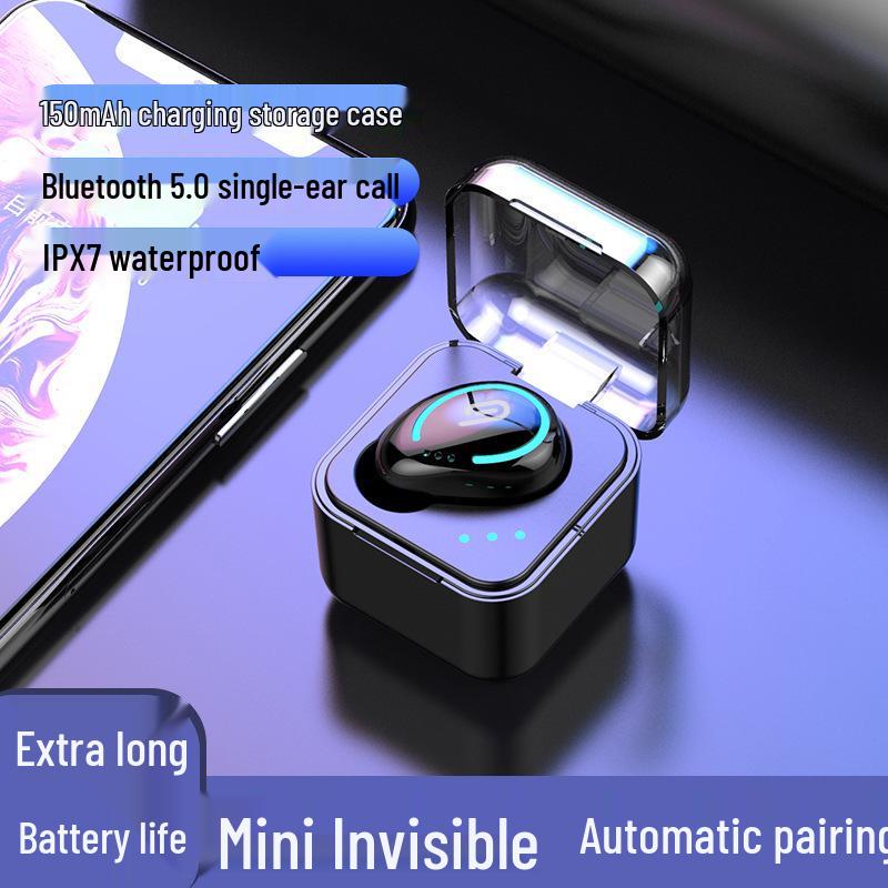 Einzelohrbügel Bluetooth 5.0 Sport-Kopfhörer mit Ladecase (Mono-In-Ear)
