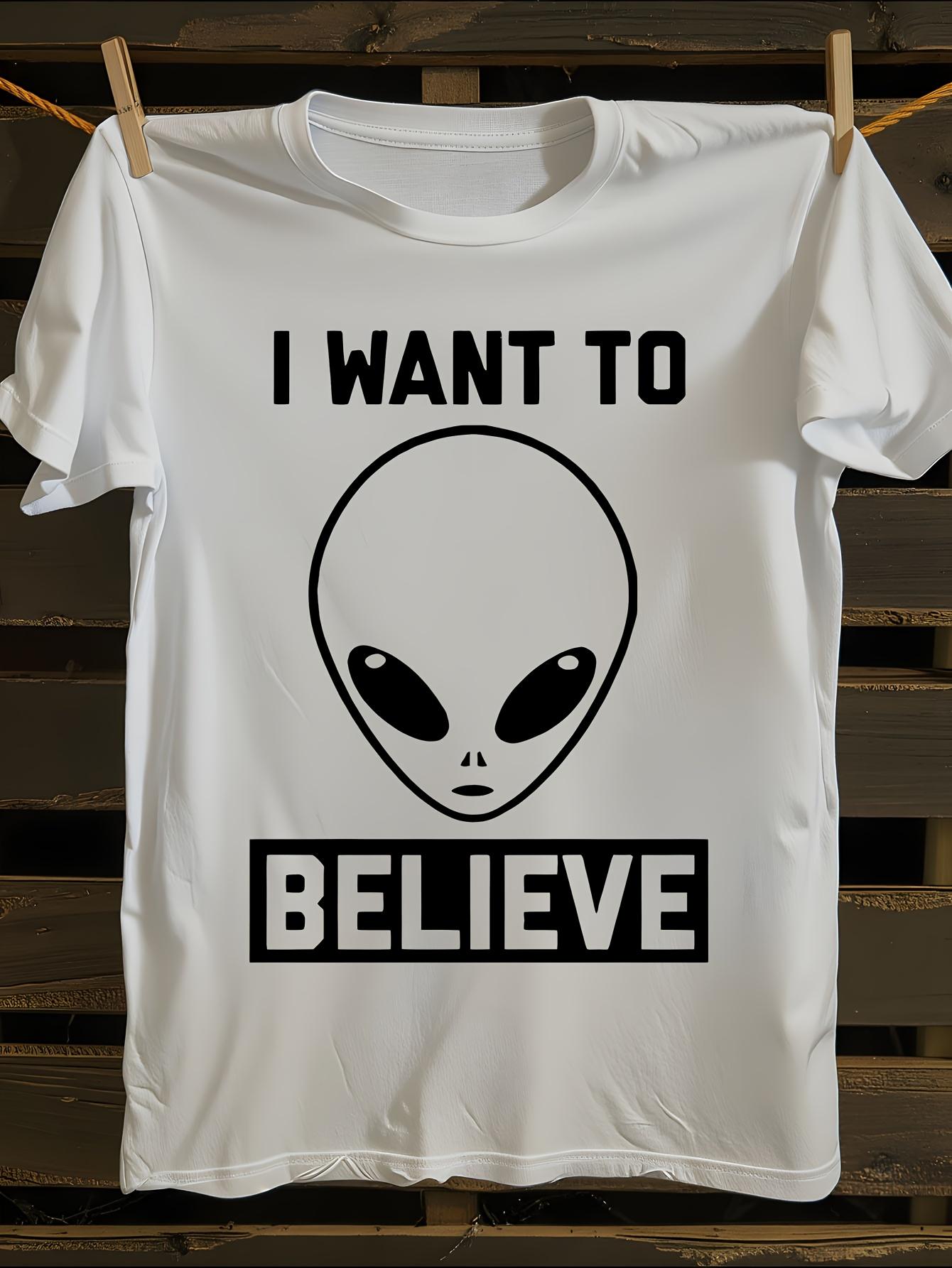 The X-Files TV Show Inspired  I Want to Believe  UFO Alie... XXXXL