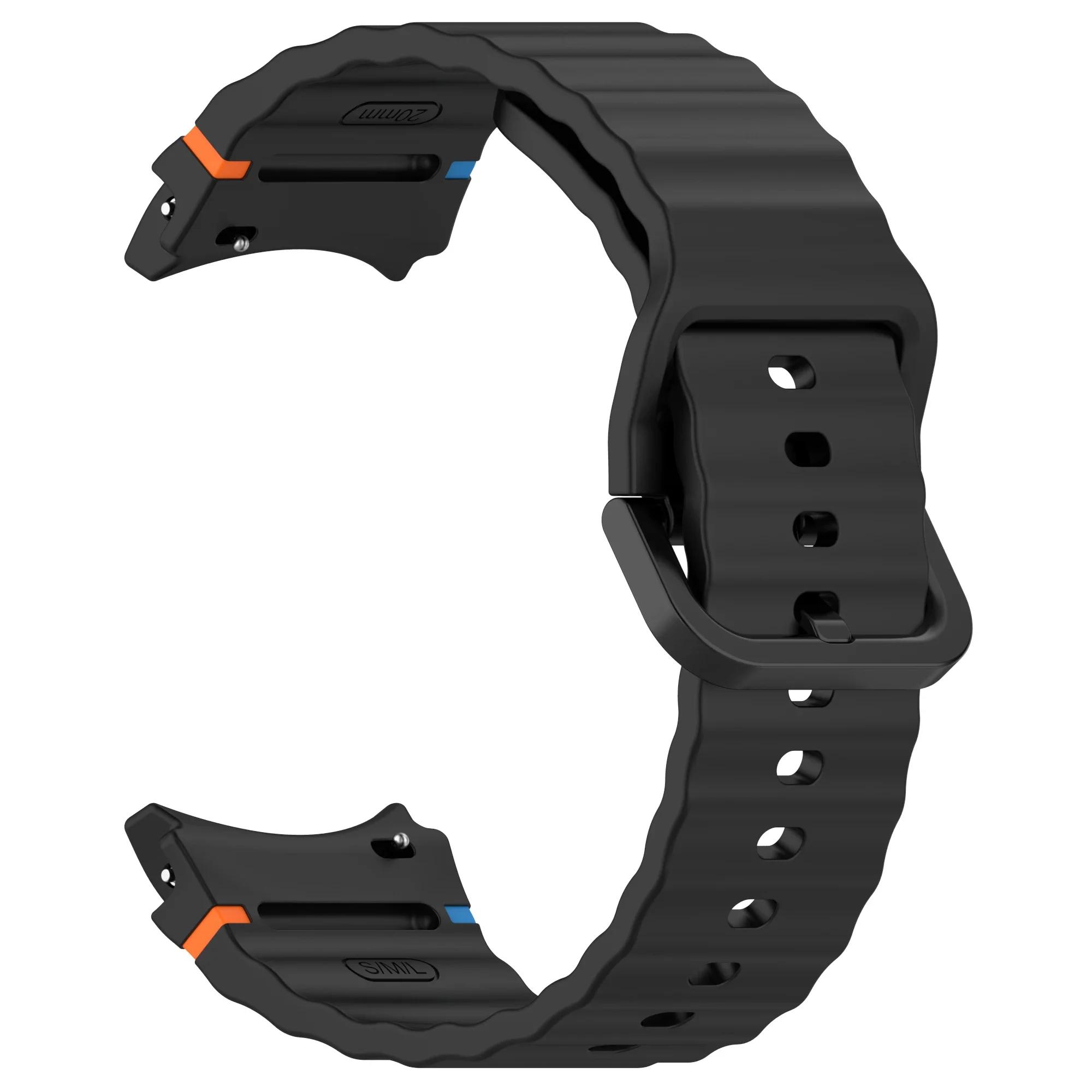 

Оригинальный ремешок для Samsung Galaxy watch 7/FE/5 Pro/6/4 classic 44 мм 40 мм силиконовый спортивный ремешок-браслет correa Galaxy watch 7 Strap Galaxy Watch 7 40 44 чёрный