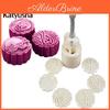 Plasic 7pcsset Round 3d Moon Cake Molds Diy Flowers Pattern 50g Moon Cake Makers Bakery Tools