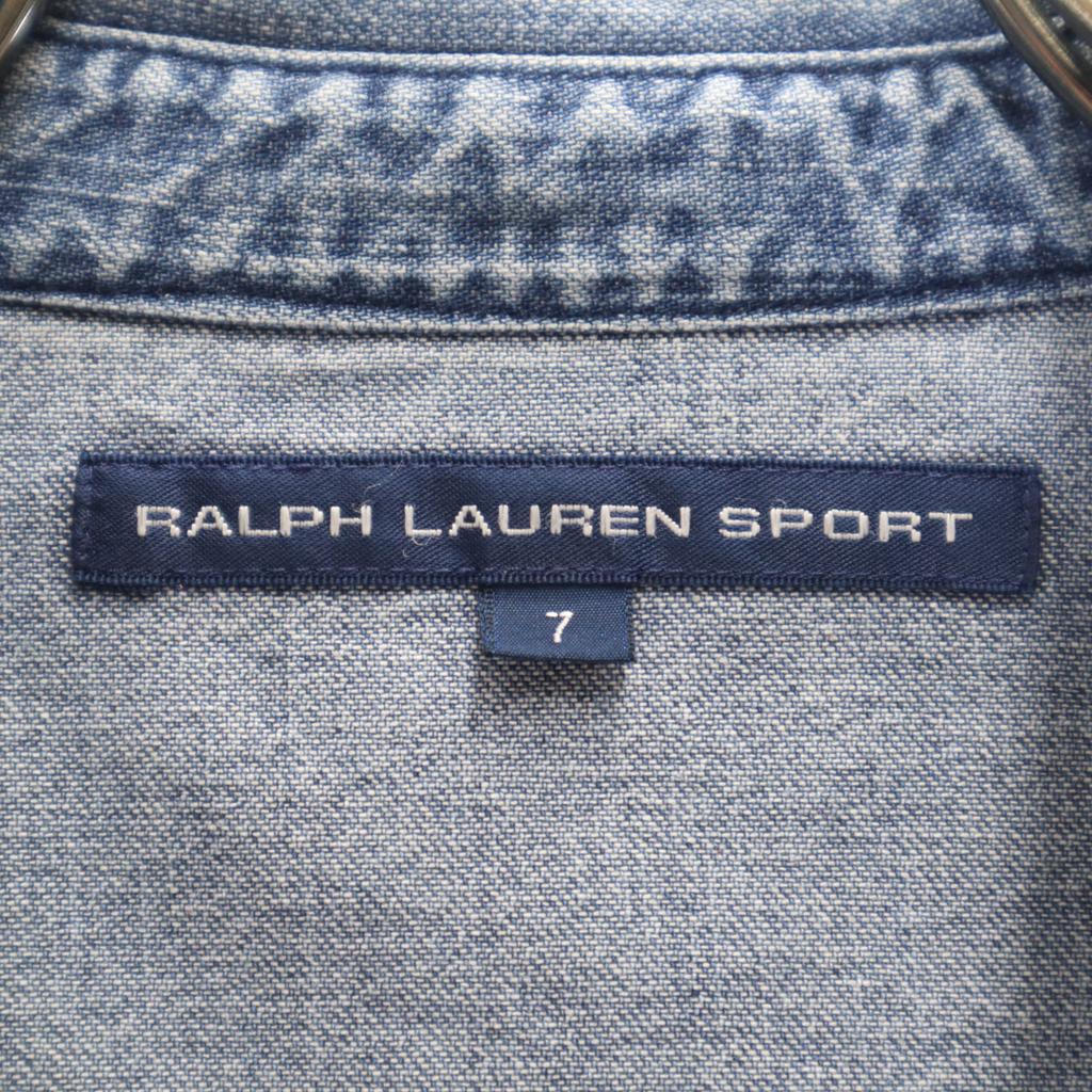 RALPH LAUREN SPORT Long sleeve denim Western shirt 7 Indigo blue Women Used
