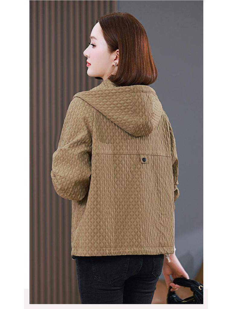 Women's Hooded Short Jacket - Spring/Autumn 2024: Stylish, Loose Casual Fit for Middle-Aged and Petite Fashion.