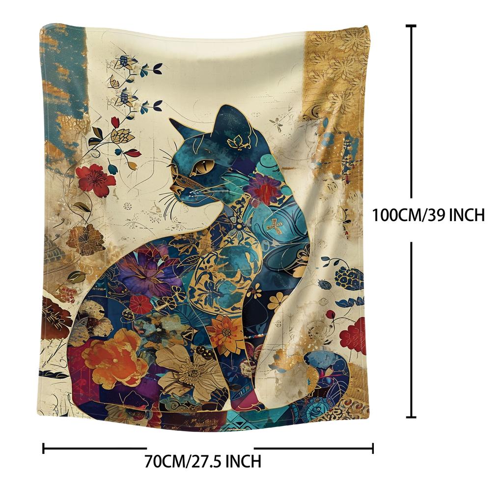 Cute Cozy Cat Theme Blanket Soft Lightweight Warm All Seasons Throw for Bed Sofa Office Camping Travel Gift