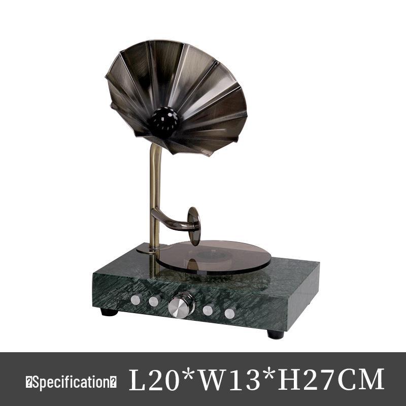 Modern Luxe Retro Gramophone Record Player Ornament for Home, Desk, or Hotel Model Rooms зелёный