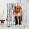 Painting Animal Lover Fox In The Forest Shower Curtain,Rustic Lodge Forest Hunting Bathroom Decor Wild Animals Bathroom Curtains