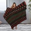 Black Red Geometric Pattern Throw Blanket Sofa Bed Cover Decorative Warm Fleece Throw for Living Room Bedroom