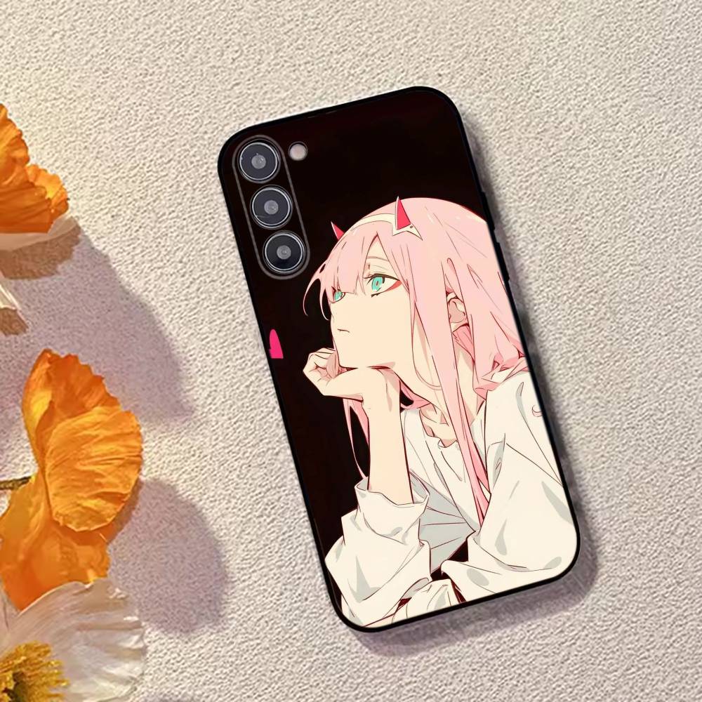 Lovely Zero Two 02 Hot Anime Phone Case For Samsung Galaxy A73,A72,A71,A70,A53,A52,A51,Soft Silicone Black Cover