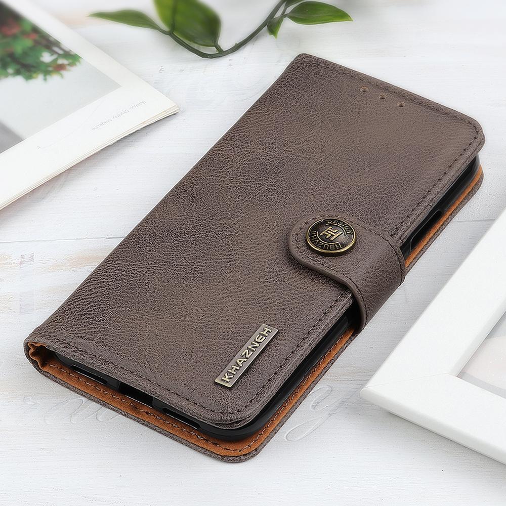 KHAZNEH Flip Leather Phone Case For Samsung Galaxy A24 4G (162.1 x 77.6 x 8.3mm) Cowhide Texture Phone Cover Wallet Stand