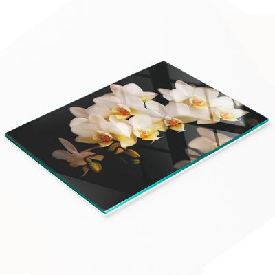 Glass Kitchen Cutting Board With Decorative Orchid Graphic 80X52 Cm