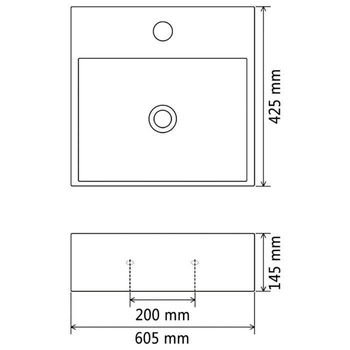 Vasque - vidaXL - 60,5x42,5cm - Céramique - Blanc - Rectangulaire
