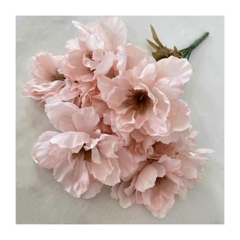 Pink Artificial Silk Flower Wedding Decor Peonies Roses Cherry Bouquets Blossoms