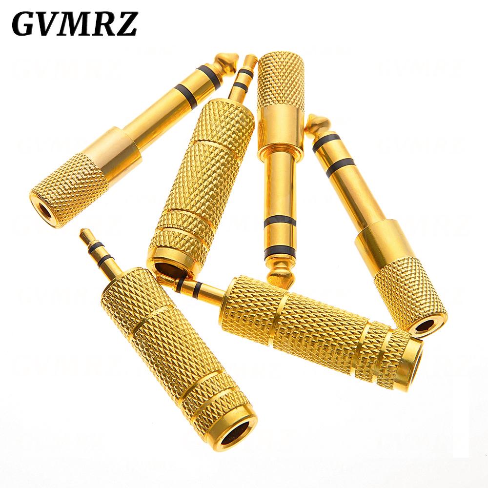 1PCS Gold 6.3mm 1/4" Male Plug To 3.5MM 1/8" Female Jack Stereo Headphone Audio Adapter Home Connectors Adapter Microphone