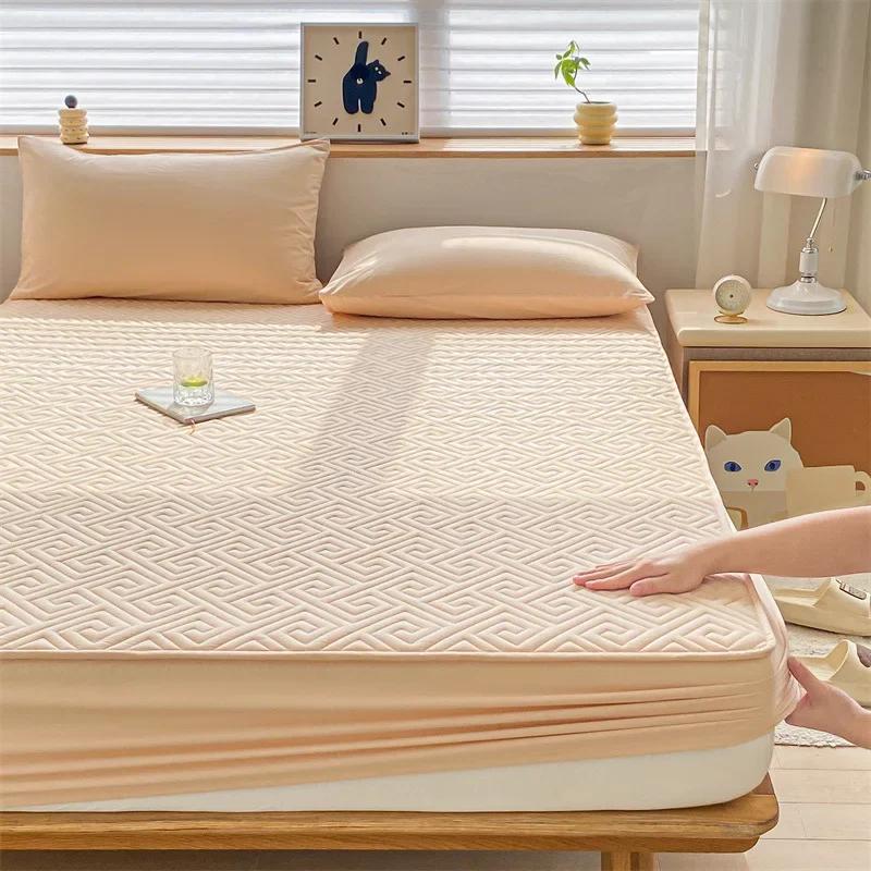 Waterproof Thicken Mattress Cover Pad Protector Washable Jacquard Fitted Sheet Latex Mat Bed Cover