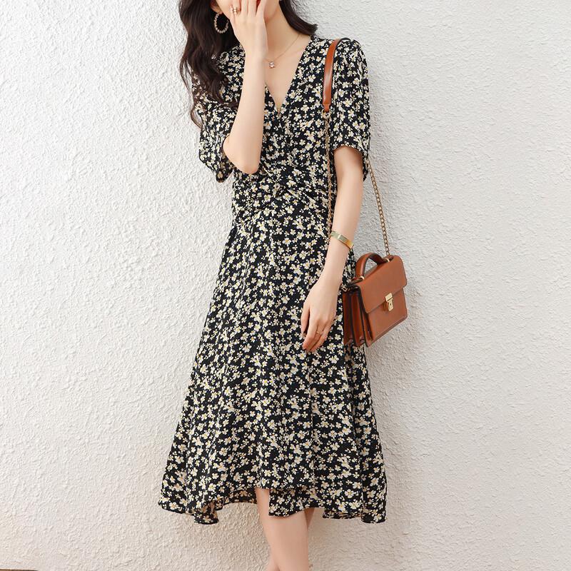 Srcr Women s Floral V-Neck Slimming Maxi Dress M