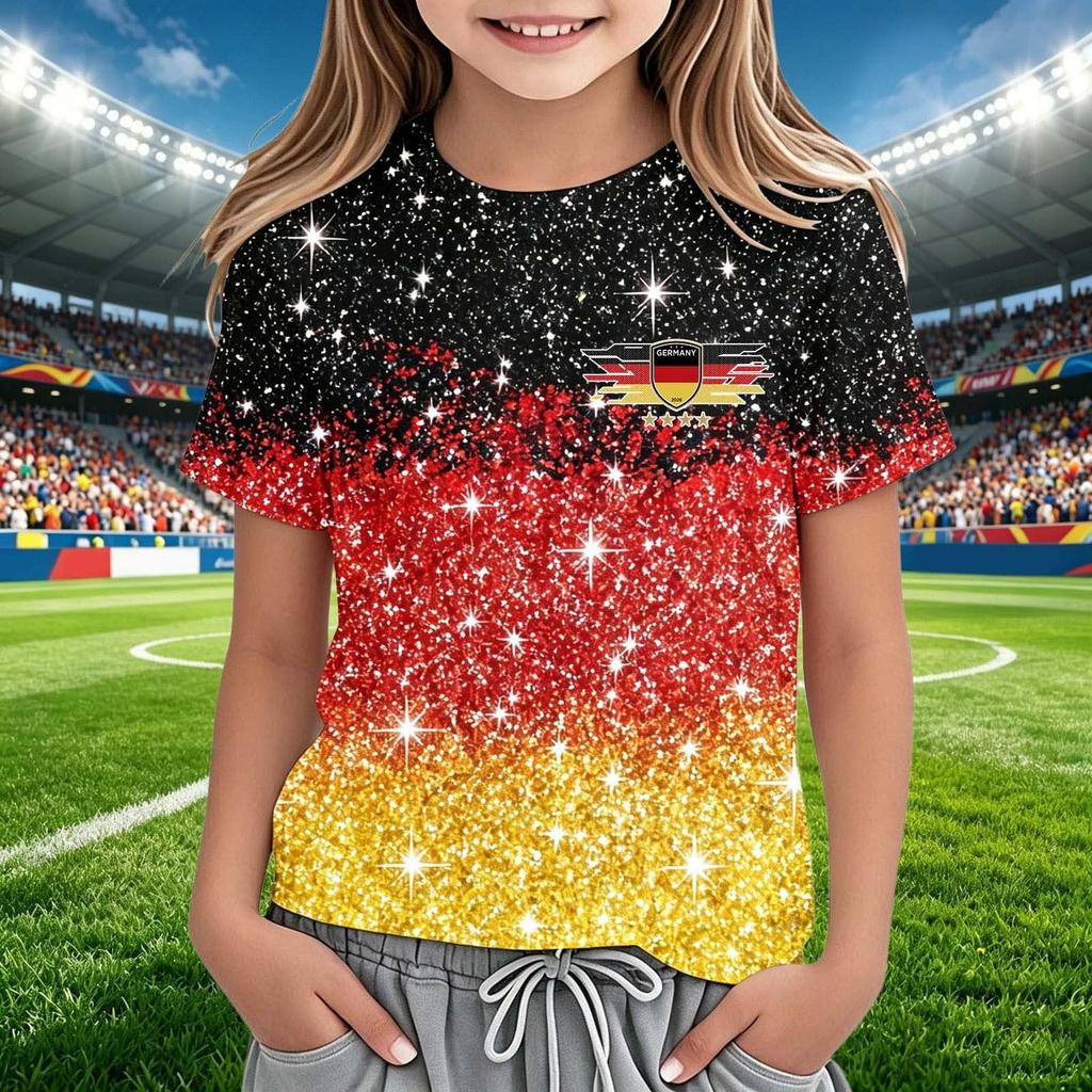 Kids Crew Neck Short Sleeve Soccer Fan Shirt World Cup Supporter Tee Lightweight Breathable Comfortable Fit Youth Top