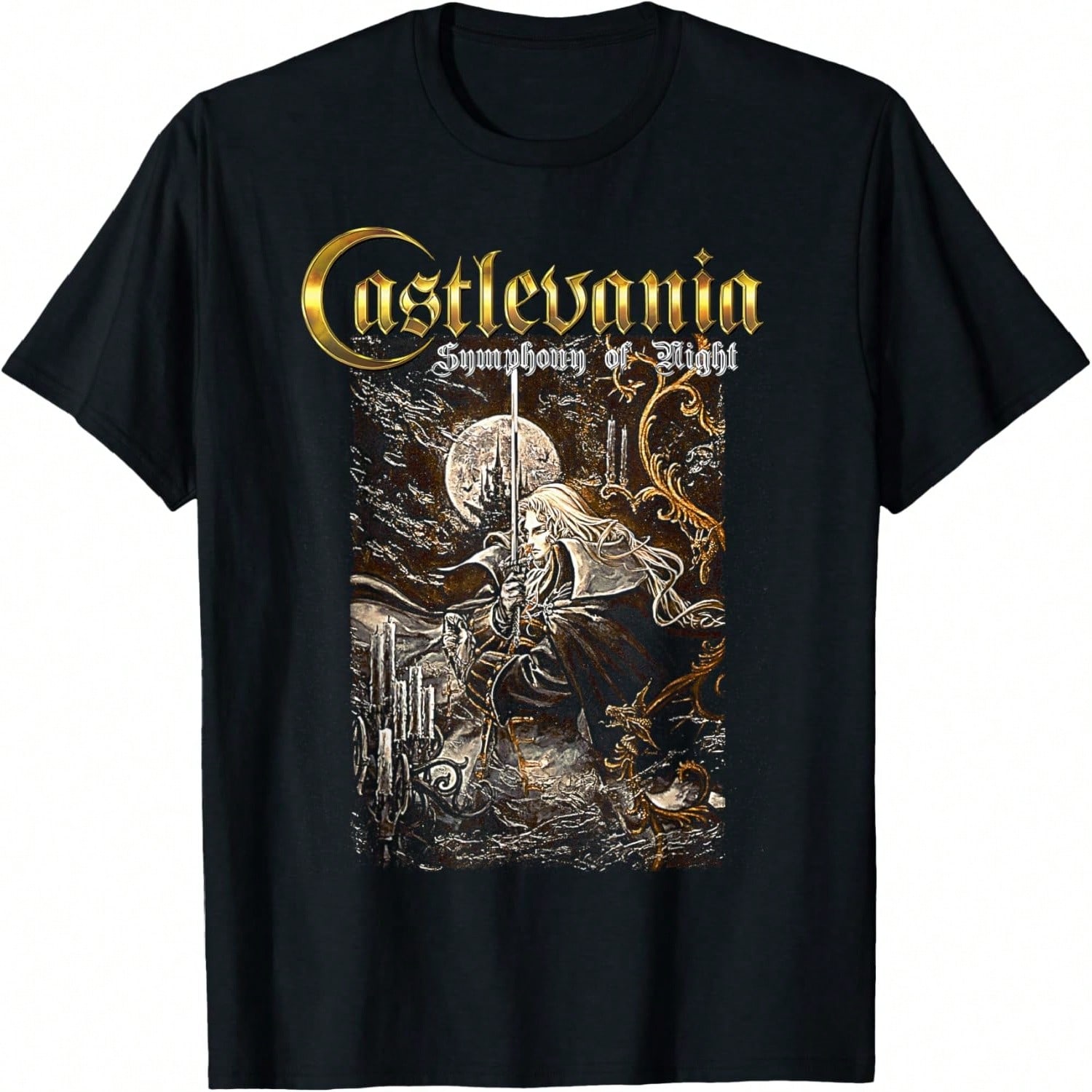 Castlevania unisex s Alucard Kanji T-Shirt, Black, Small S разноцветный