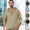 Spring/Autumn Men's Loose-Fit Linen Casual Henley T-Shirt with Oversized Pockets and Hooded Long Sleeves