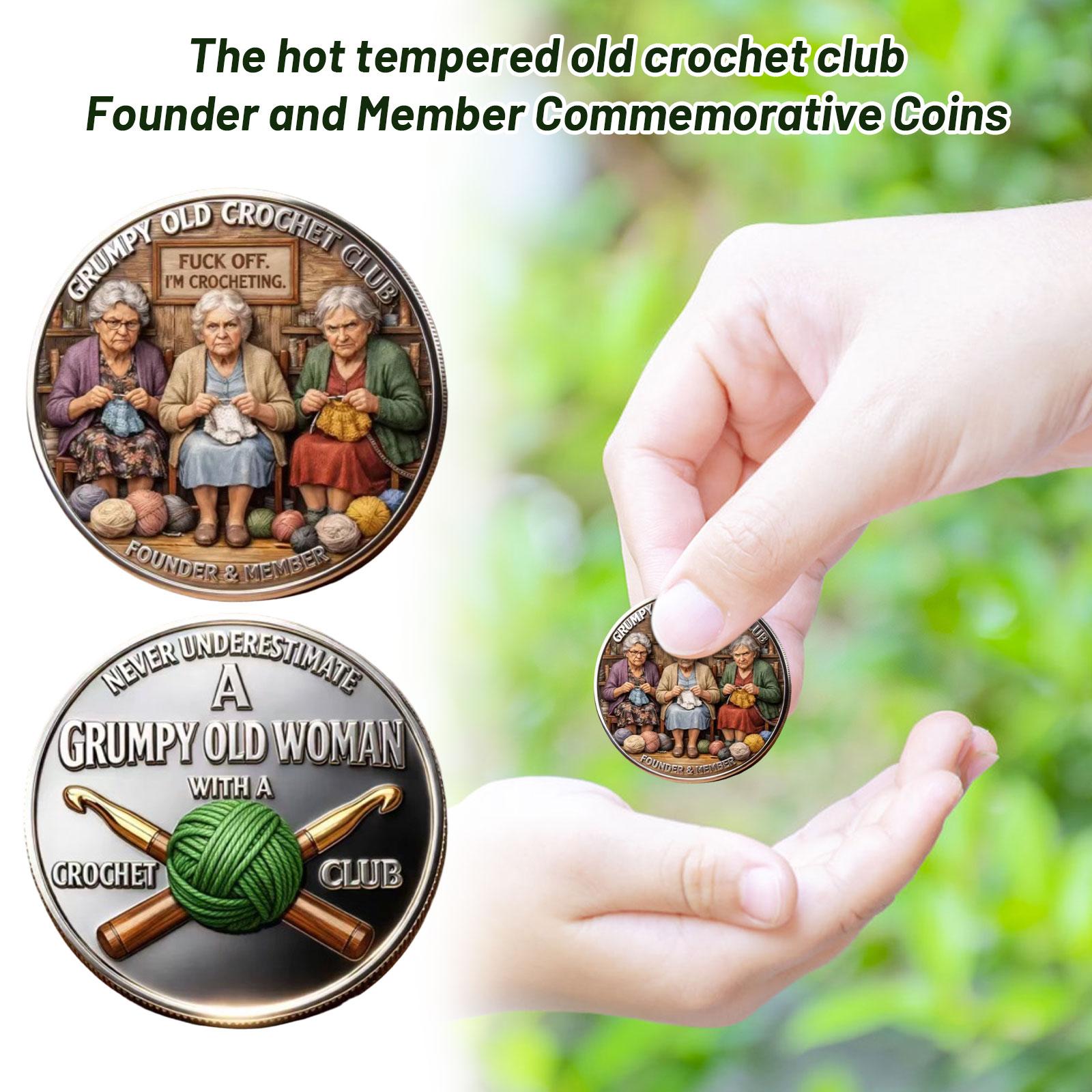 The Grumpy Old Crochet Club – Founder & Member Commemorative Coin One Size