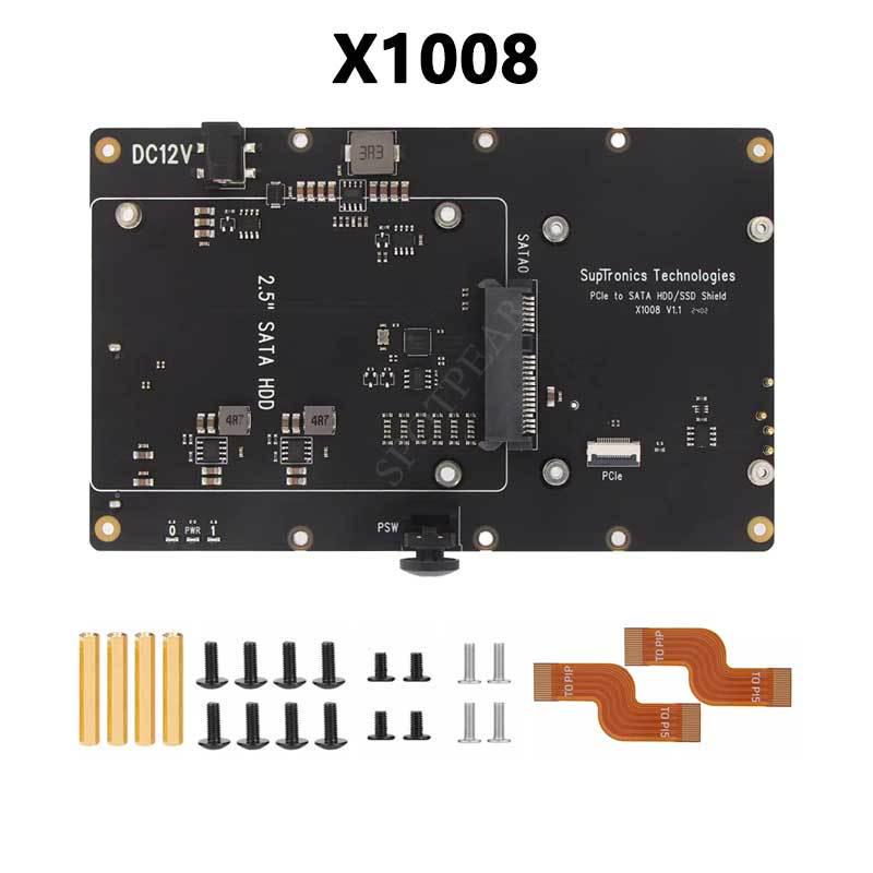 

X1008 PCIe to 2.5 /3.5 SATA HDD/SSD Dual Drive Expansion Board for Raspberry Pi 5