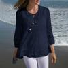 Dames Lente Plus Size Katoen en Linnen Splicing Design T-shirt Effen Kleur Temperament Losse Tops