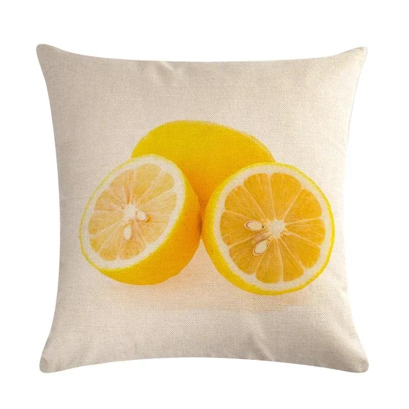 Pineapple Orange Fruit Plant Linen Pillowcase Car Seat Office Cushion Cover Living Room Sofa Decorative Pillowcase 45*45Cm
