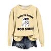 Women's Fashion Casual Long Sleeve Halloween Printed  Neck Sweatshirt