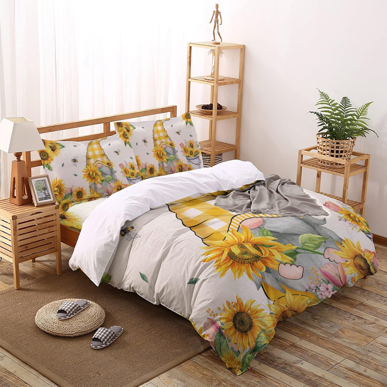 Supermarket Go Unisex Spring And Summer Bee Dwarf Bedding Three-Piece Quilt Cover