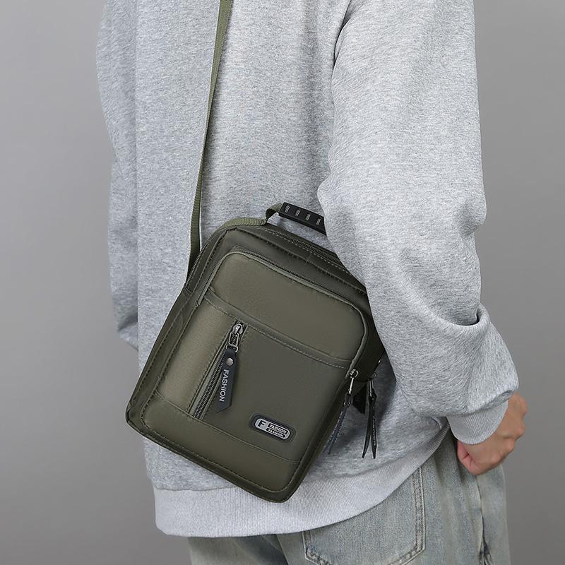 Men's Multifunctional Shoulder Bag Water-Resistant Briefcase Durable Oxford Cloth Business Tote with Multiple Compartments