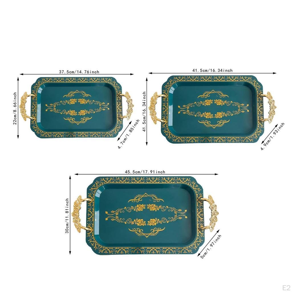 3Pcs Food Serving Tray Coffee Table Organizer Elegant Multipurpose Snack Plate Platter for