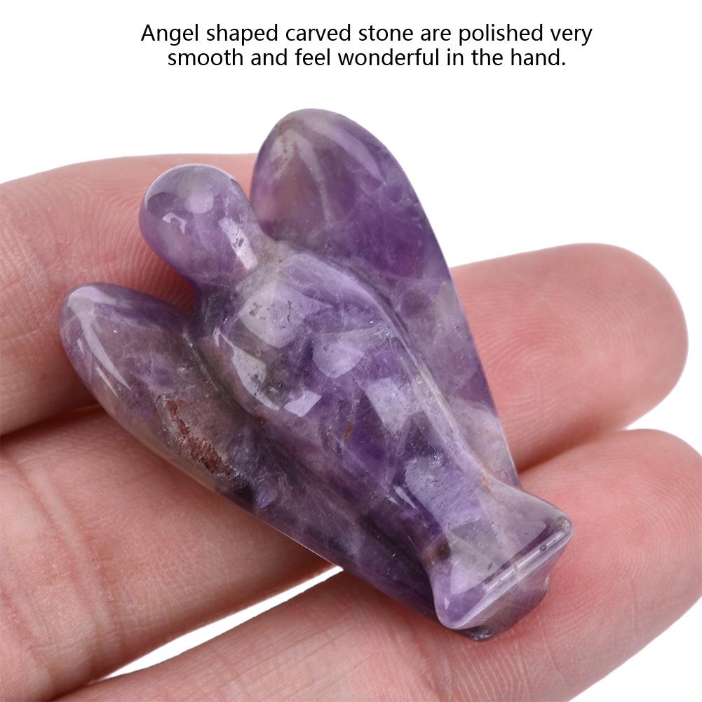 Beautiful Natural Clear Quartz Crystal Healing Power Carved Angel Figurine
