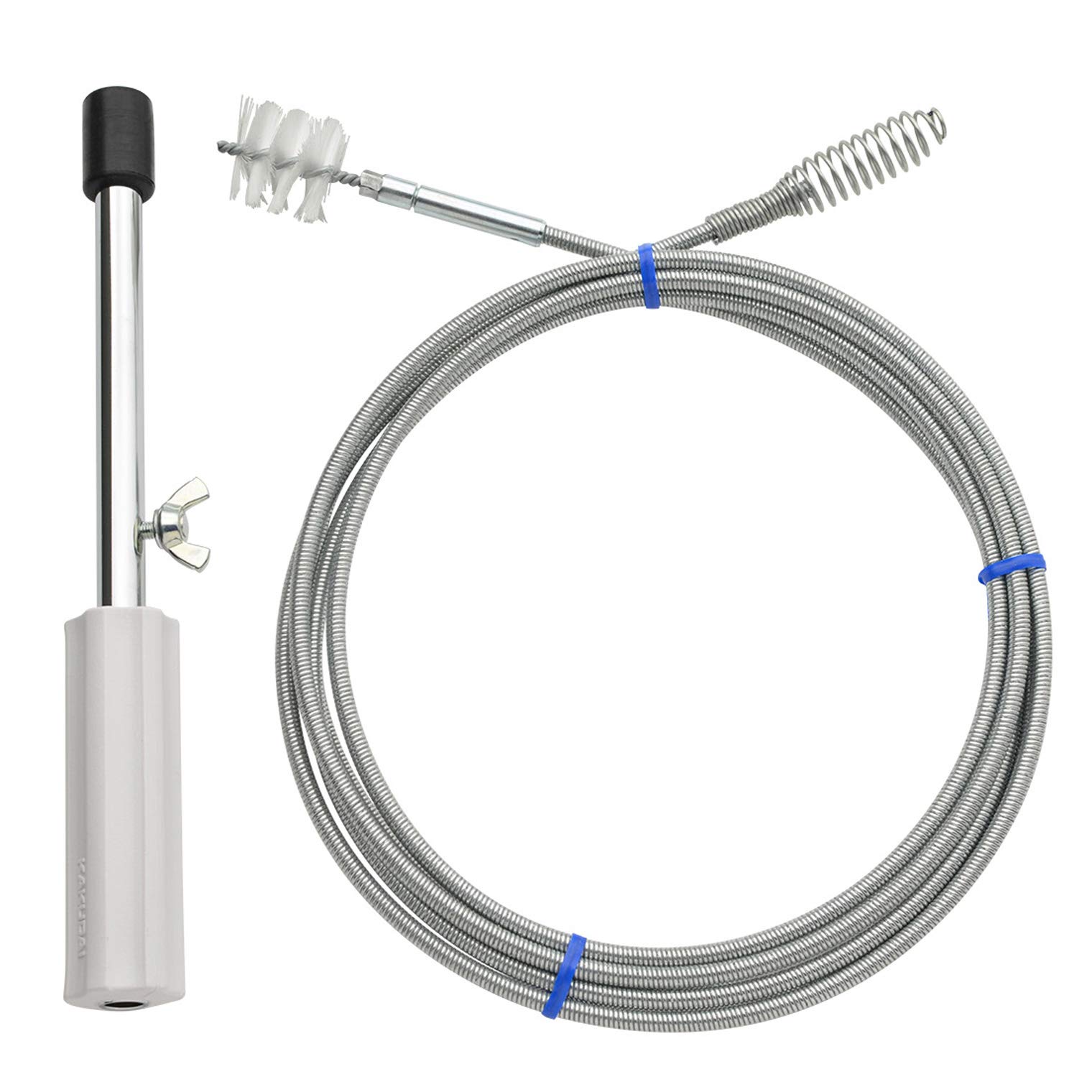 

Gaona Korekamo Pipe Cleaner with Brush, Silver, 3m (for Wire Drain Pipes, Unclogging, and Cleaning) GA-KK011