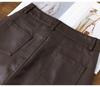 2025 Autumn/Winter Women's High-Waist A-Line Leather Skirt - Genuine Sheepskin Bodycon