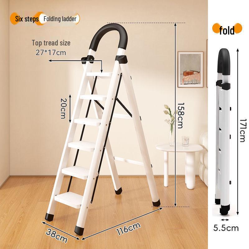 Compact Folding Telescopic A-Frame Ladder: Portable, Lightweight, Multi-functional, Indoor Use.