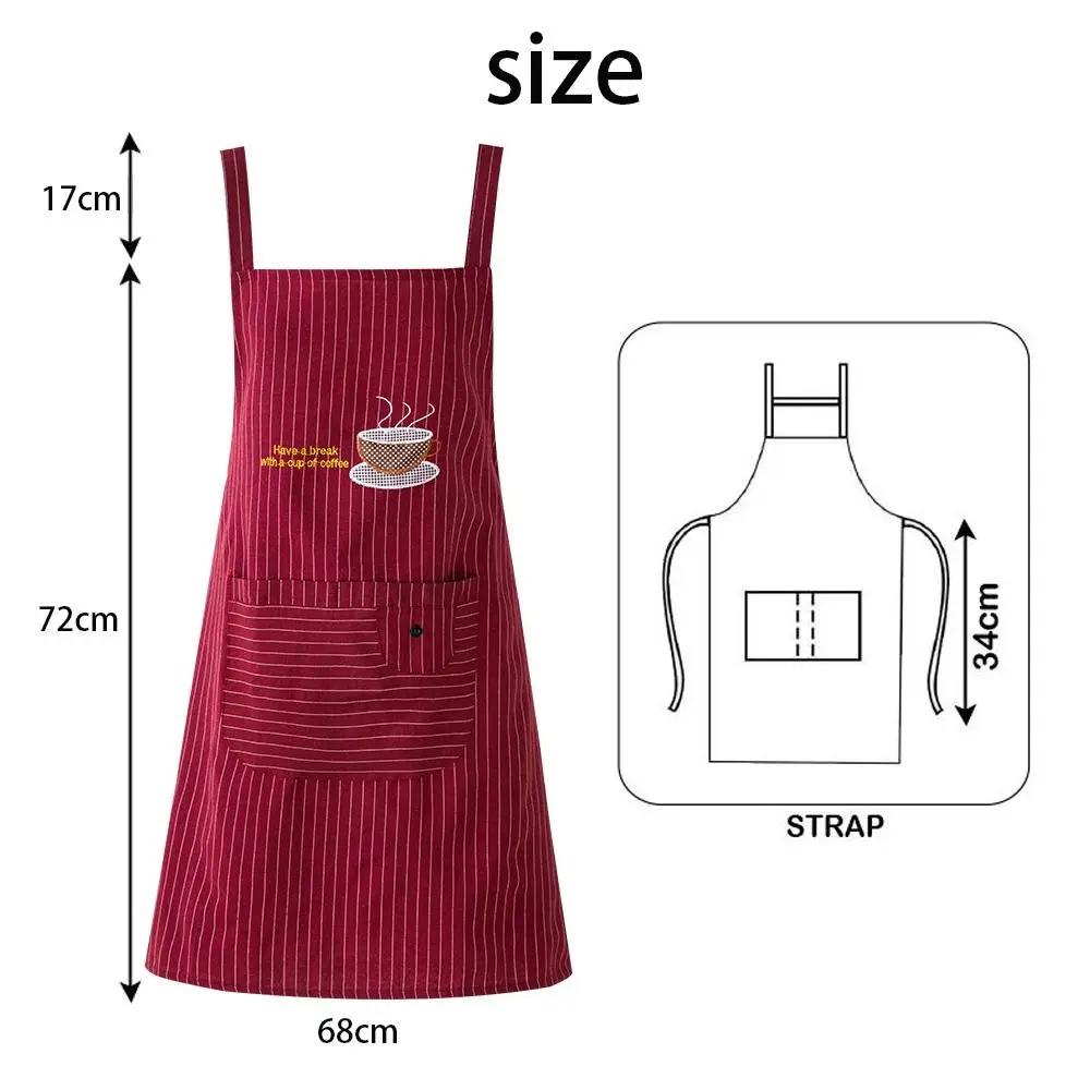 Fashionable Cotton Women Overall Apron Sleeveless Anti oil Cooking Smock Simple Stripe Watching Cooking Work Uniform