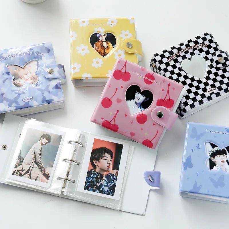 Cute Bear Milk Pattern Kpop Card Binder Love Heart Hollow 3 Inch Photo Album Instax Scrapbook Album 40 Pockets Photocard Holder