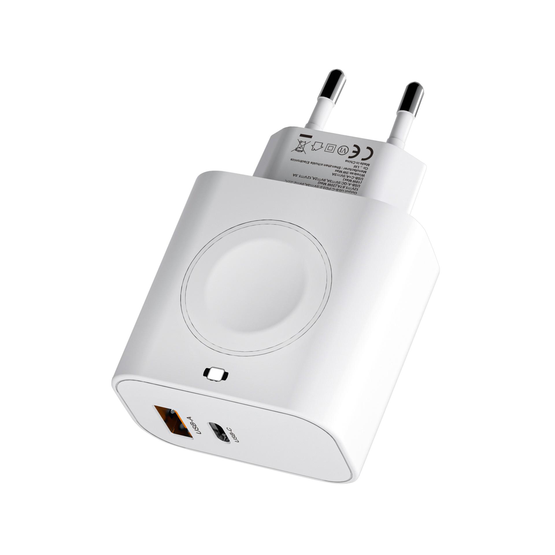 

3 in 1 Portable Wireless Charger Watch Charger Block 23W Gan Wall Phone Charger Fast Charger with Gan Chip Smart Protection EU белый