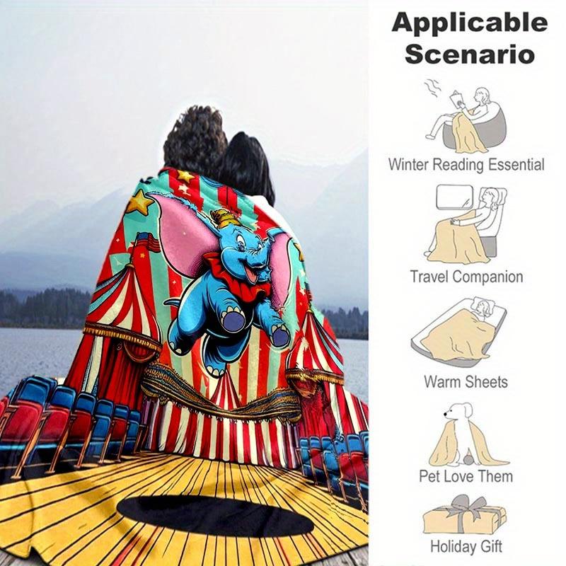 1pc Dumbo Printing Blanket Soft, All Season Throw for Living Room, Bedroom,Personalized Gift with Adorable Cartoon Design