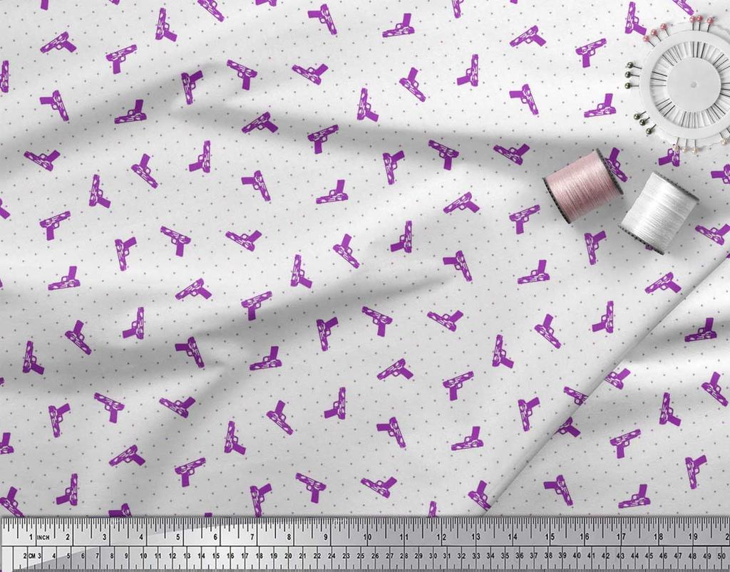 Soimoi Rayon Fabric Dot & Weapon Print Fabric by the Yard 42 Inch Wide