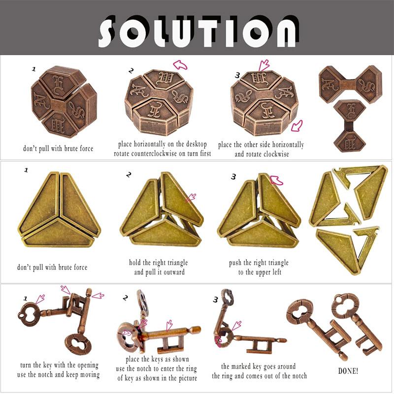 Brain Metal Teasers Puzzles For Kids Adults 3Pcs Unlock Interlocking Toys Iq Logic Test Disentanglement Educational Best Gifts