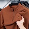 Trendy Men Brand Original Small Dog Embroidery Comfortable Long Sleeve Autumn And Winter Double-Sided Velvet Warm Zipper T-Shirt