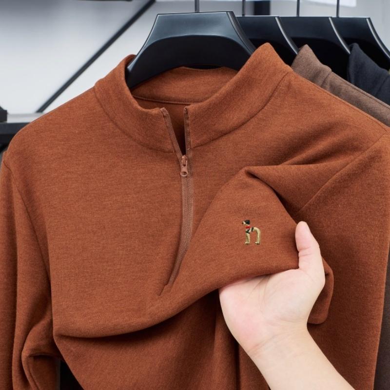 

Трендовая мужская брендовая оригинальная футболка с вышивкой маленькой собаки, удобная, с длинным рукавом, осенне-зимняя, из двустороннего вельвета, теплая, на молнии XXXL оранжевый